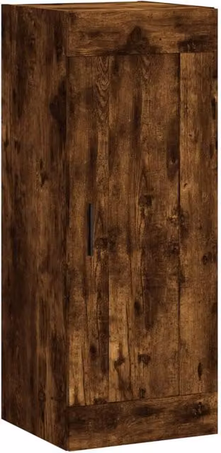 Berkfield Home Wall Mounted Cabinet in Smoked Oak Brown, W/D/H: 34.5 x 34 x 90 cm