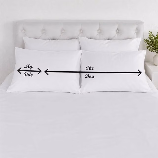 60 Second Makeover My Side The Dogs Side White Cotton Pillowcases