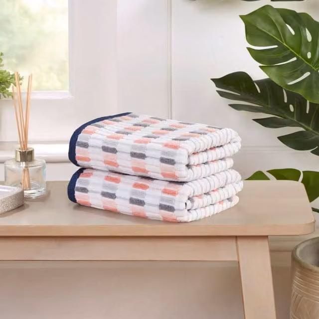 Elements by Rapport Santa Cruz Striped Cotton Towels in Pink and Multicolour