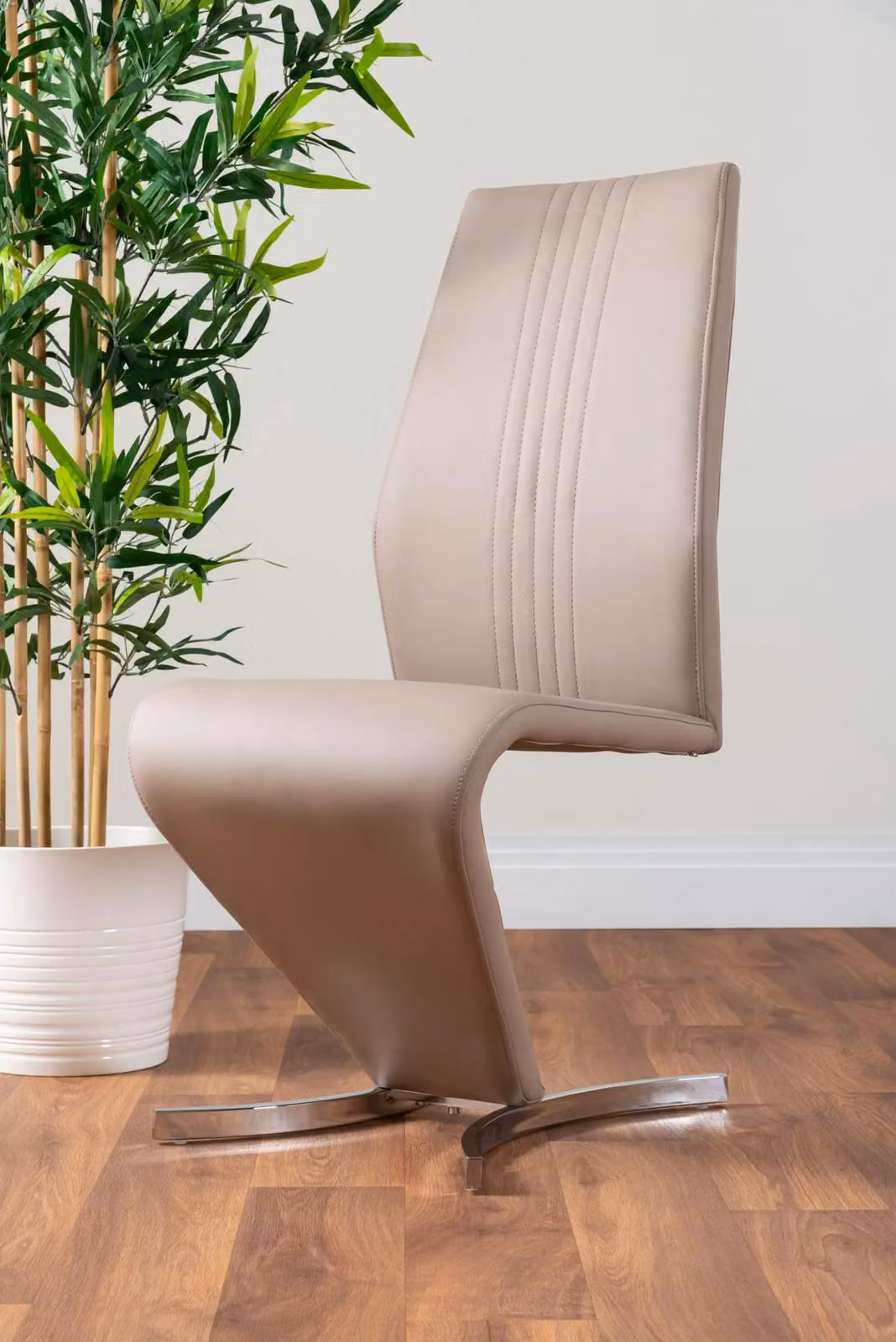 FurnitureboxUK Carson White Marble Effect Square Dining Table and 2 Willow Faux Leather Chairs in Beige – 2