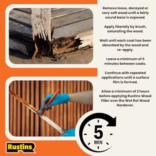 Rustins Wood Hardener for Rotted Wood, 500ml, Transparent – 3