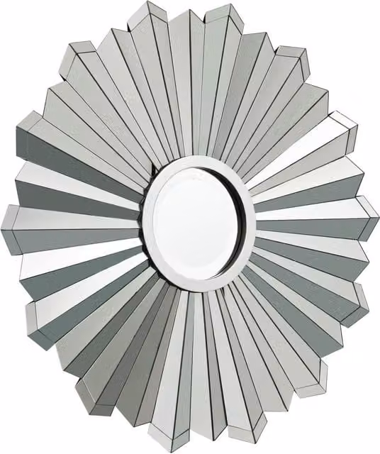 Interiors by Premier Templar Spoke Art Deco Round Wall Mirror in Silver Pewter Finish