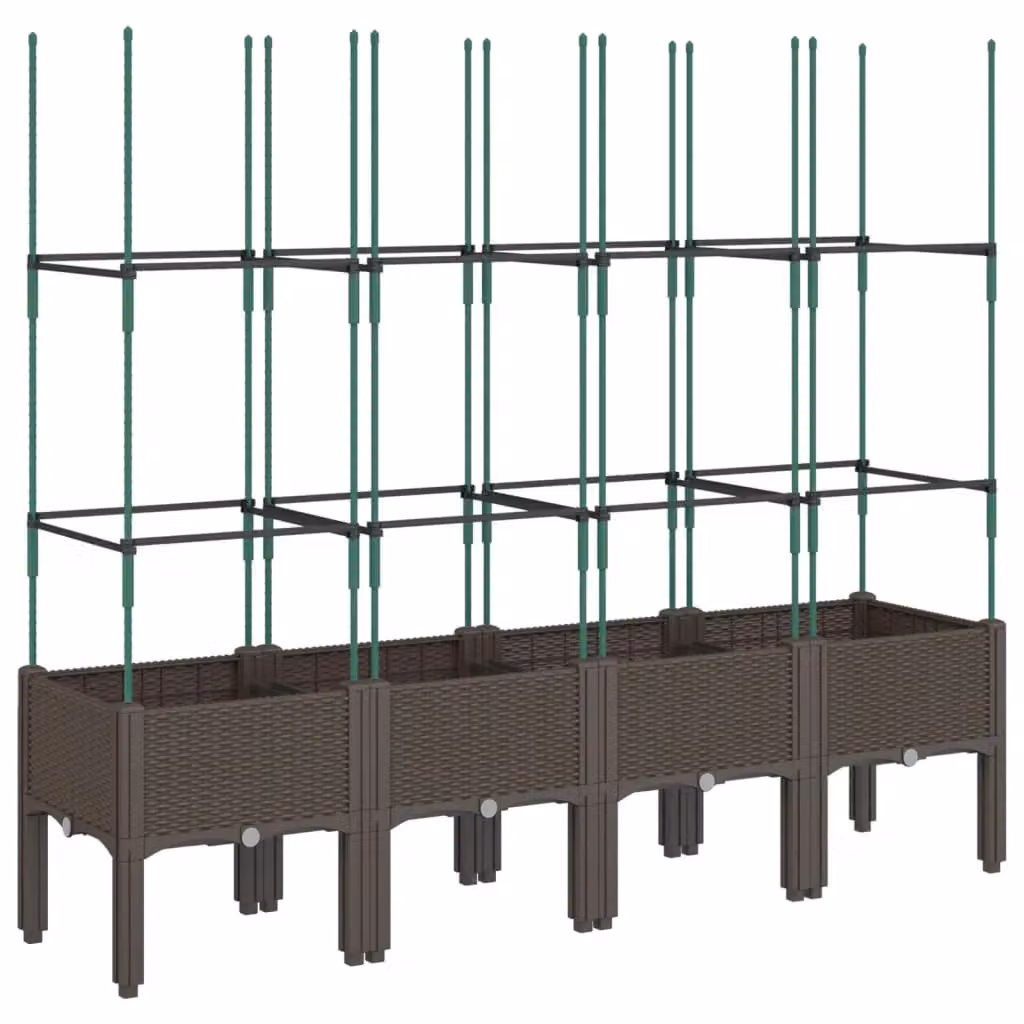 Berkfield Home Garden Planter with Trellis in Brown, W: 160 cm, D: 40 cm, H: 142.5 cm – 2