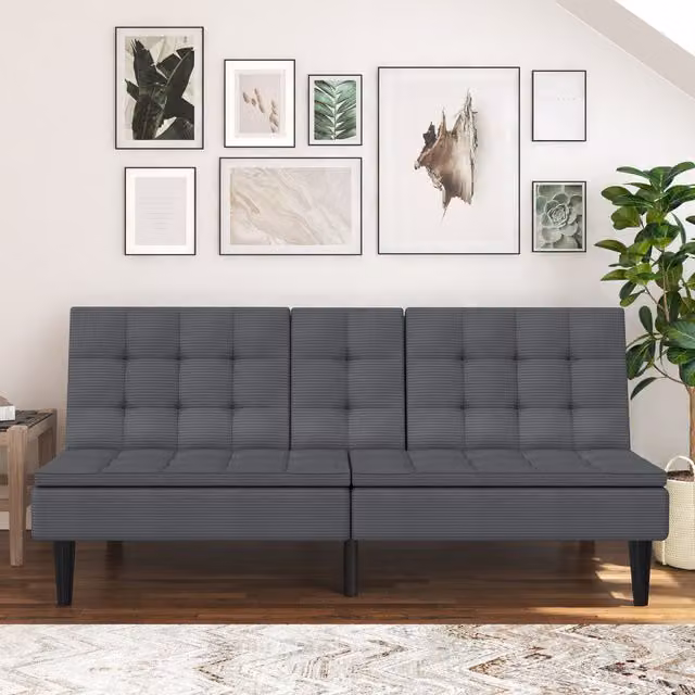Dorel Home Maine Futon Corduroy Fold Out Chair in Anthracite