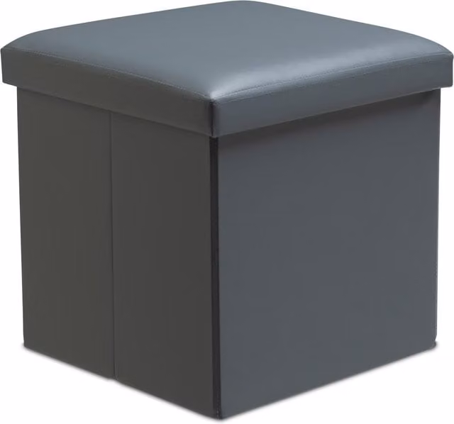 Snug City Faux Leather Foldable Storage Ottoman with Lid, Grey, W/D/H: 38 x 38 x 38 cm – 1