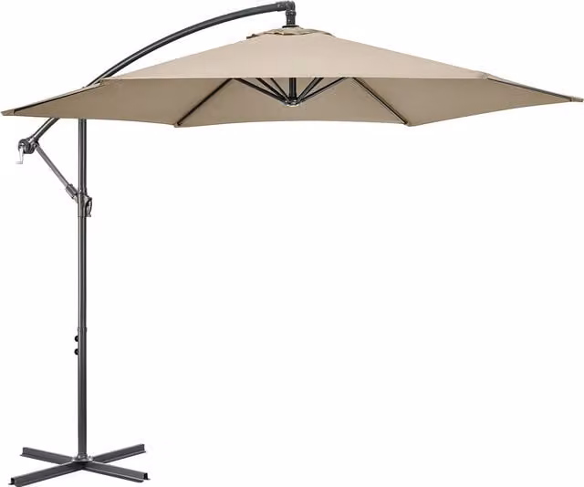 Christow Large Cantilever Banana Parasol in Beige and Brown with UPF 30 Polyester Fabric