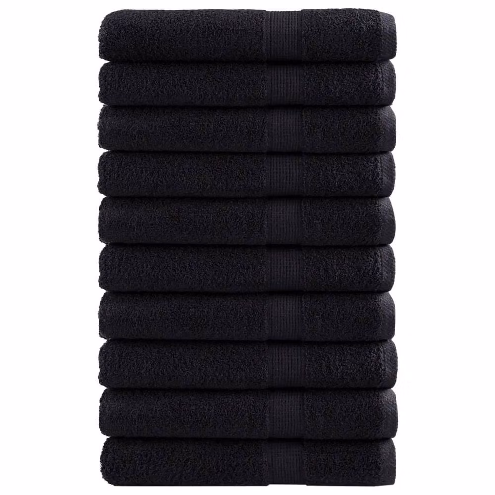 Berkfield Home SOLUND Premium Cotton Terry Towels, 10 Piece Set, Black, W: 100 cm, L: 200 cm, 600 gsm – 2