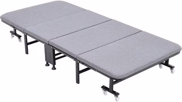 KORVIXA Grey Folding Metal Hospital Accompany Temporary Bed for Adults, W/D/H: 90 x 200 cm – 1