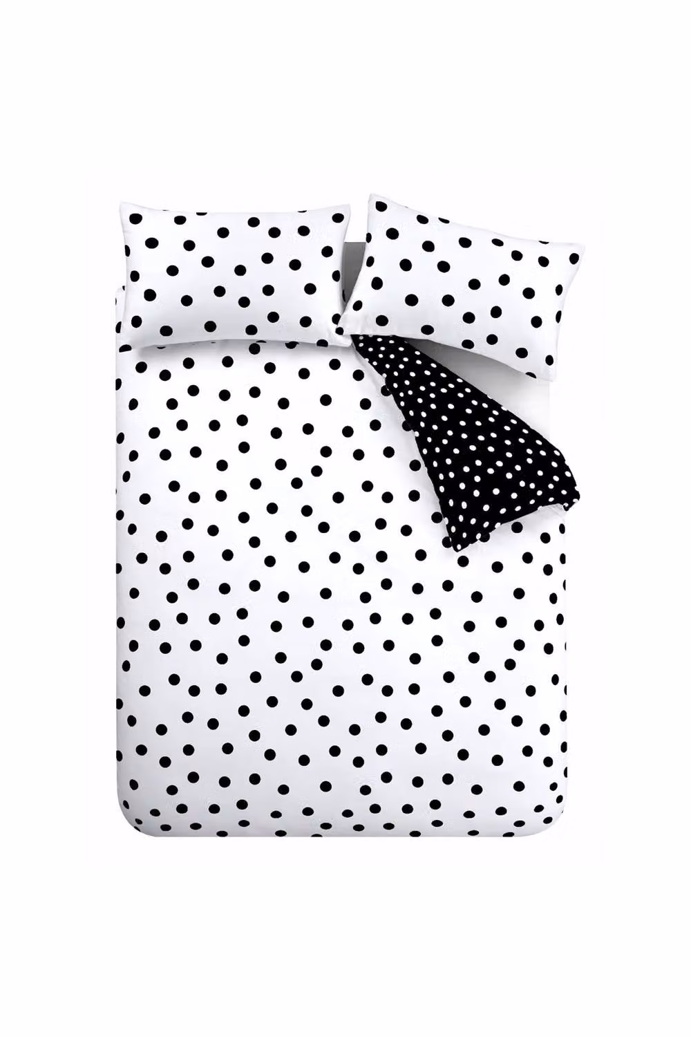 Catherine Lansfield Reversible Polka Dot Duvet Cover and Pillowcase Set, Black and White, Duvet Cover: 180 x 200 cm, Pillowcases: 50 x 75 cm – 7