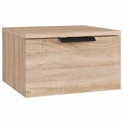 vidaXL Wall-mounted Bedside Cabinet in Brown Wood, W/D/H: 34 x 30 x 20 cm – 1
