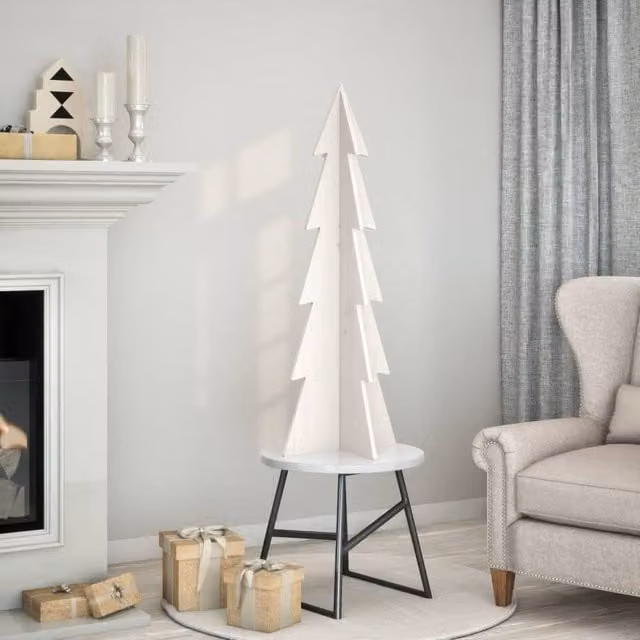Berkfield Home White Wooden Christmas Tree, Height: 112 cm