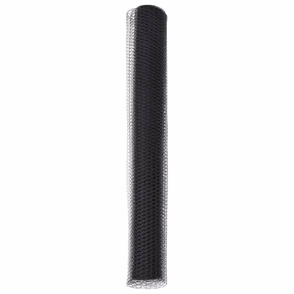 Berkfield Home Hexagon Fence in Grey and Black PVC-Coated Galvanised Steel, 1 x 50 m – 4