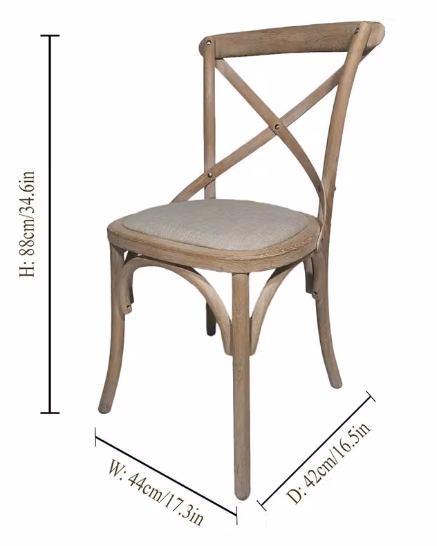 Dibor Set of 2 Nemours Rustic Vintage Dining Chairs in Natural Solid Wood – 2