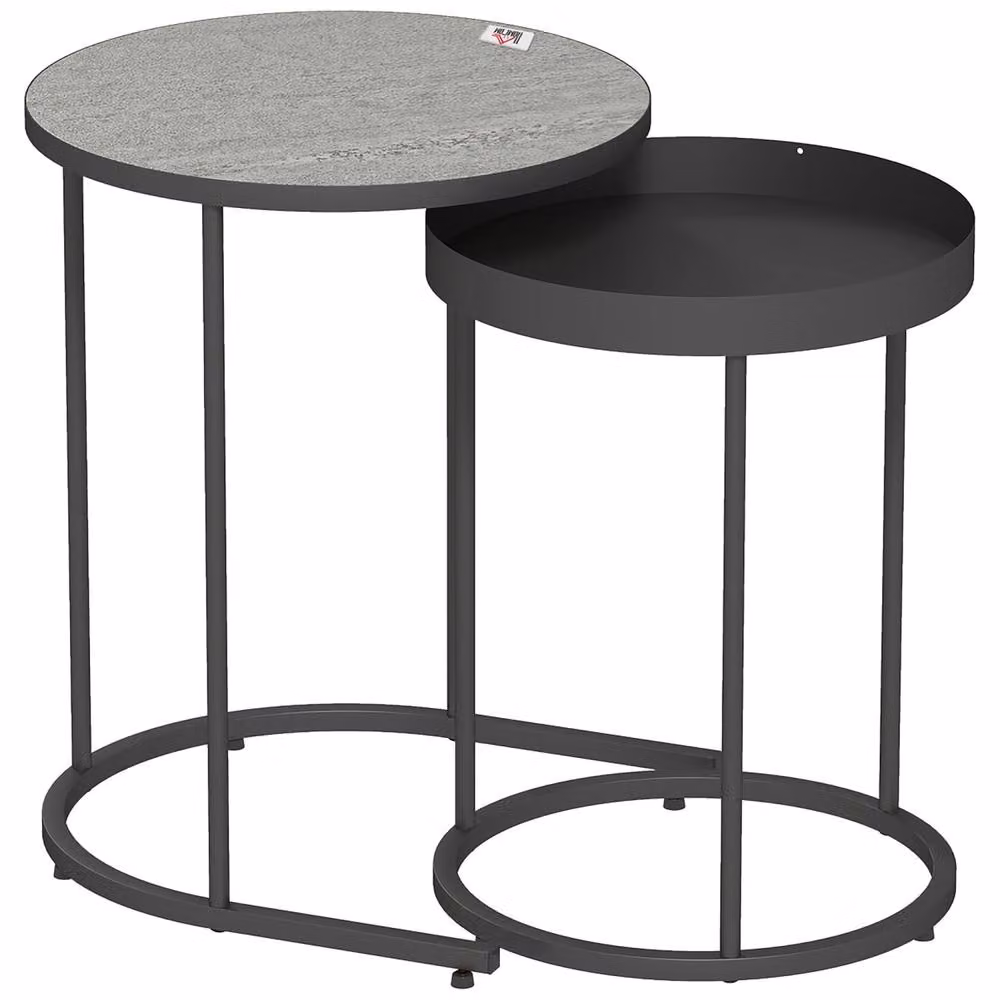 Wyld Haus Midoli Set of 2 Grey Industrial Metal and Wood Nesting Tables – 2