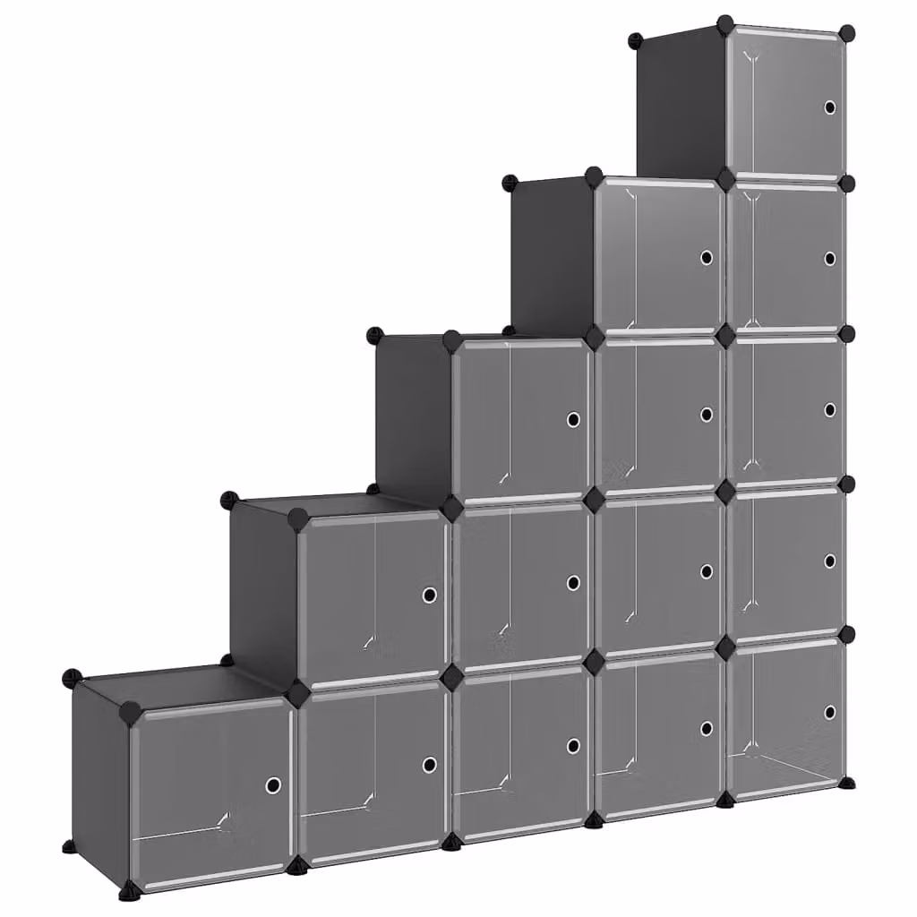 Berkfield Home 15 Cube Storage Organiser with Doors in Black – 2