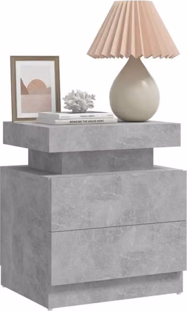 Berkfield Home Stylish Bedside Cabinet in Concrete Grey, W/D/H: 45 x 35 x 52 cm