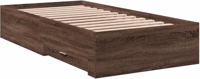 Berkfield Home Modern Small Single Bed Frame with Drawers in Brown Oak – 1