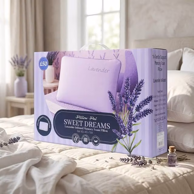 Gaveno Cavailia Lavender Scent Memory Foam Pillow with Removable Purple Cover, W/D/H: 60 x 40 cm – 5