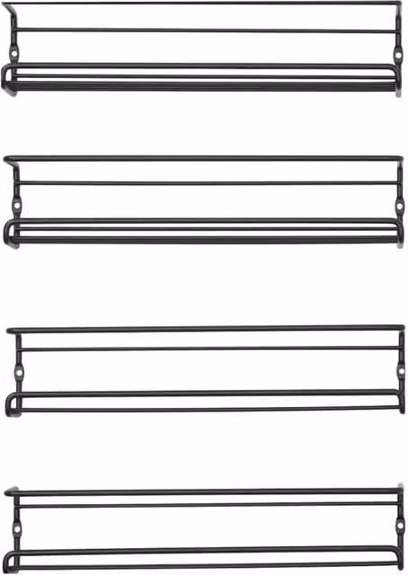 FORGEVIO 4-Piece Metal Spice and Herb Jar Rack Holder in Black