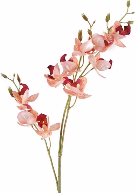 Pink Artificial Mini Orchid Stem with Leaf, Height: 80 cm
