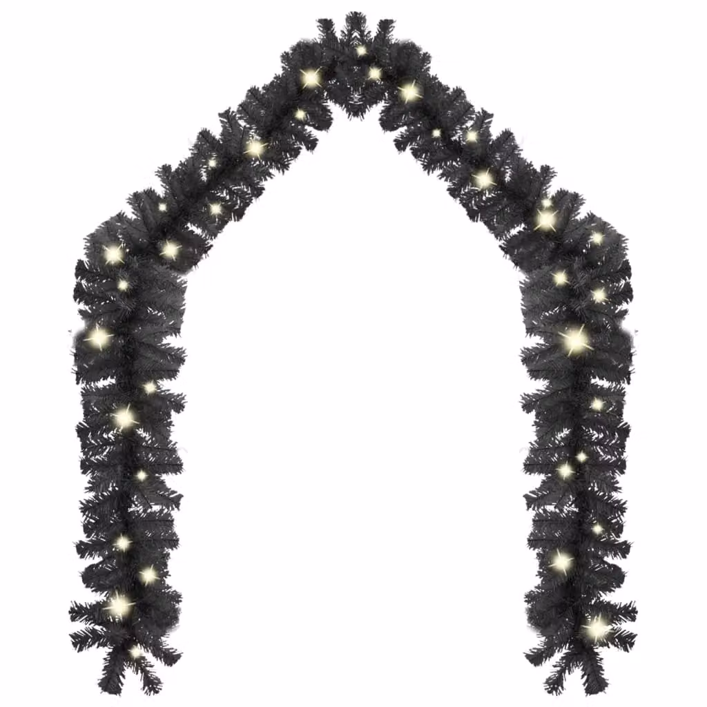 Berkfield Home Christmas Garland with Warm White LED Lights, Black, 20 m – 2