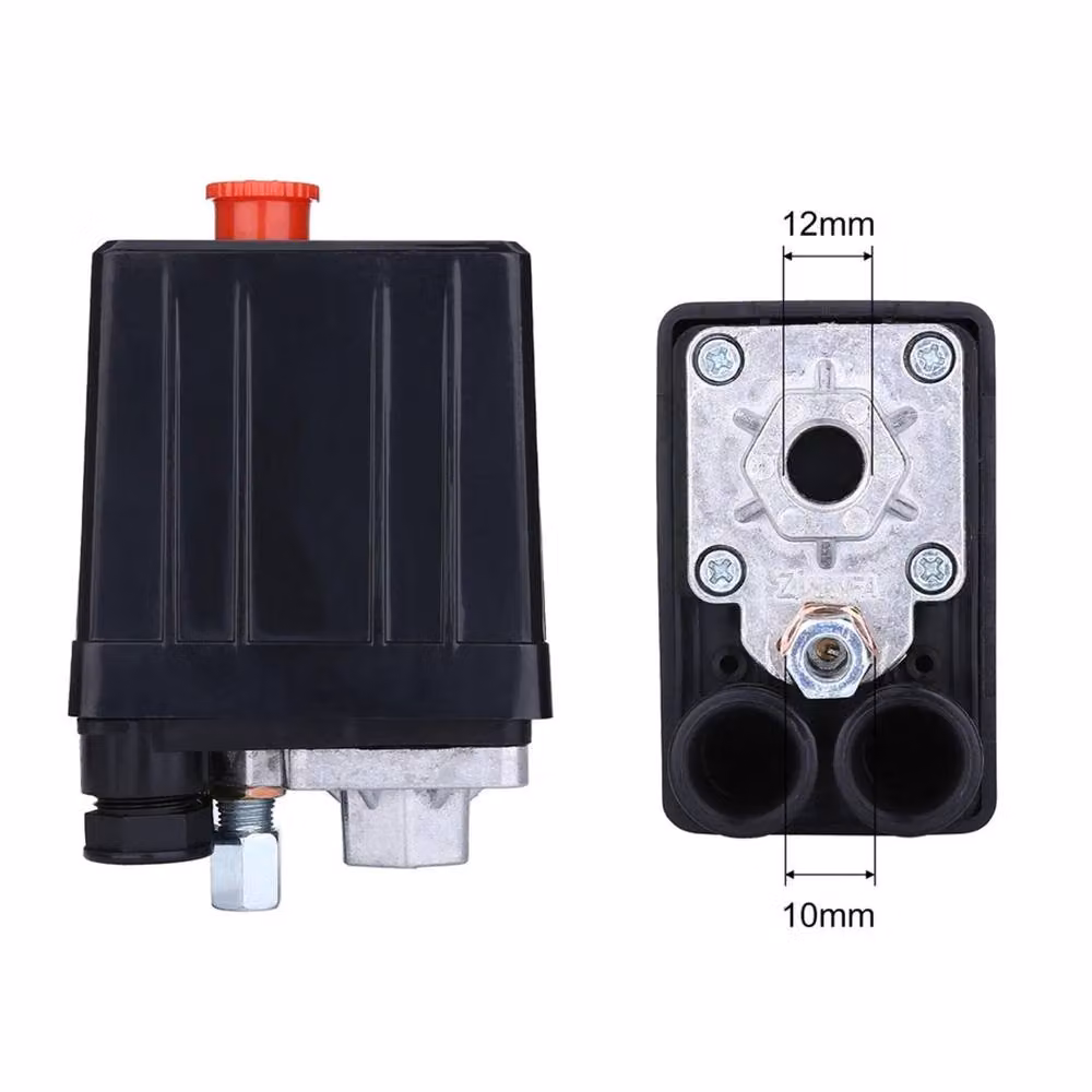 Nordara Air Compressor Pressure Switch Valve and Gauges, 16A 230V, Black – 2