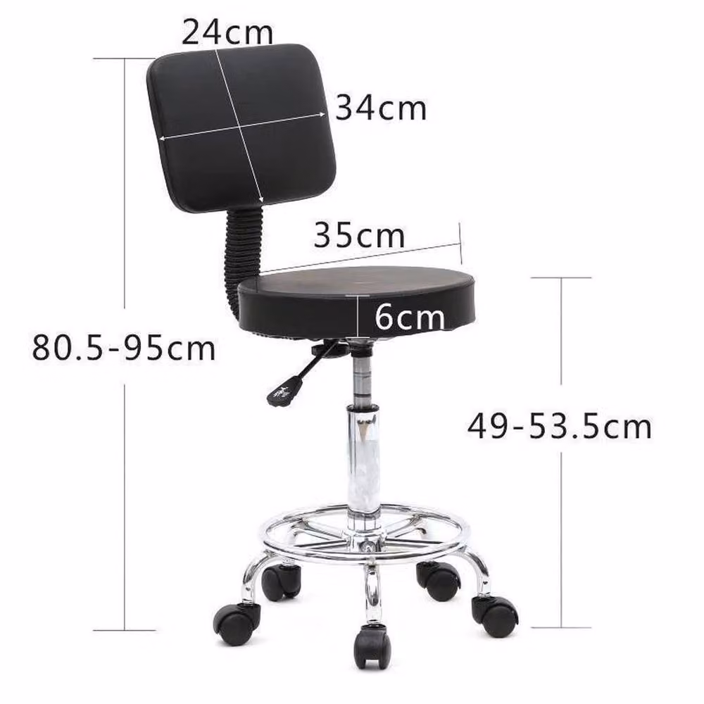KORVIXA Adjustable Swivel Salon Bar Stool with Backrest in Black – 2