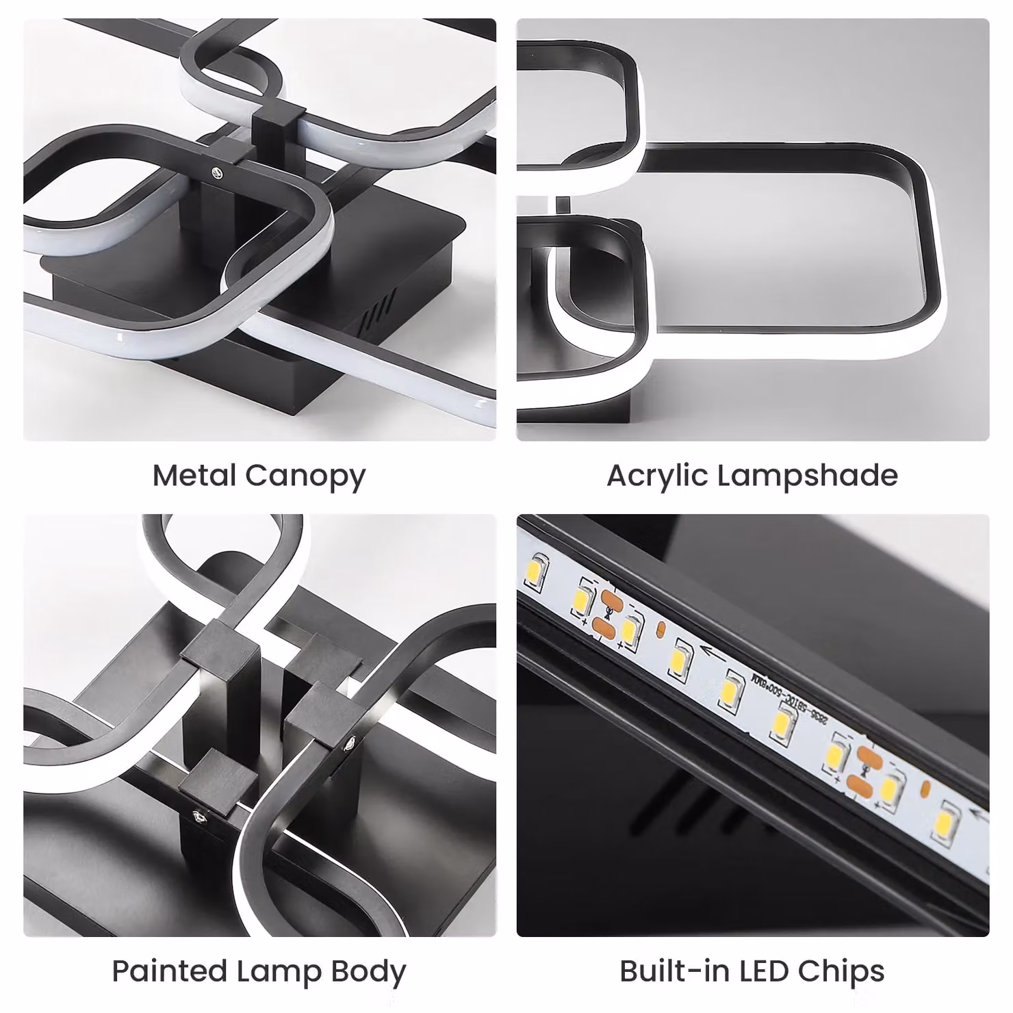 Pheashine Modern LED Ring Ceiling Light in Black with Cool White Light – 3