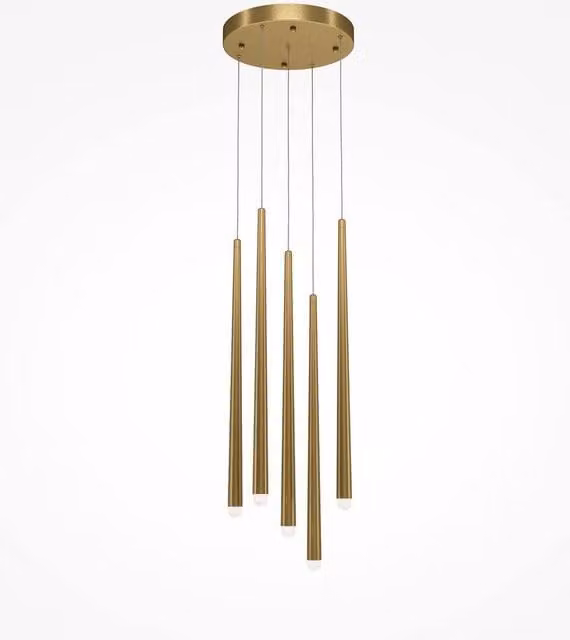 Maytoni Cascade Modern 5 Light Cluster Pendant Lamp in Gold and Brass with LED Cool White 4000K