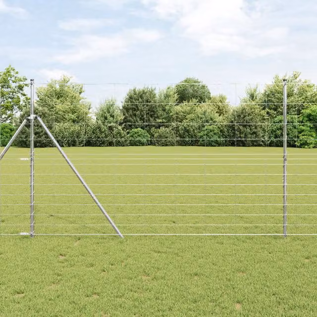 Berkfield Home Field Fence Galvanised Steel in Silver, H: 150 cm x W: 25 m – 1