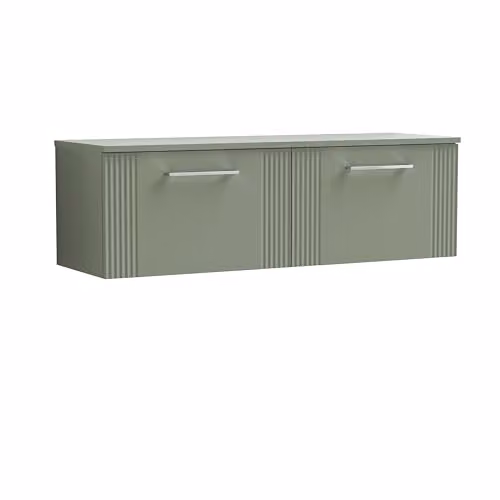 Balterley Wall Mounted Bathroom Vanity Unit with 2 Soft Close Drawers and Worktop, Green, W/D/H: 120.0 x 39.0 x 37.7 cm – 3
