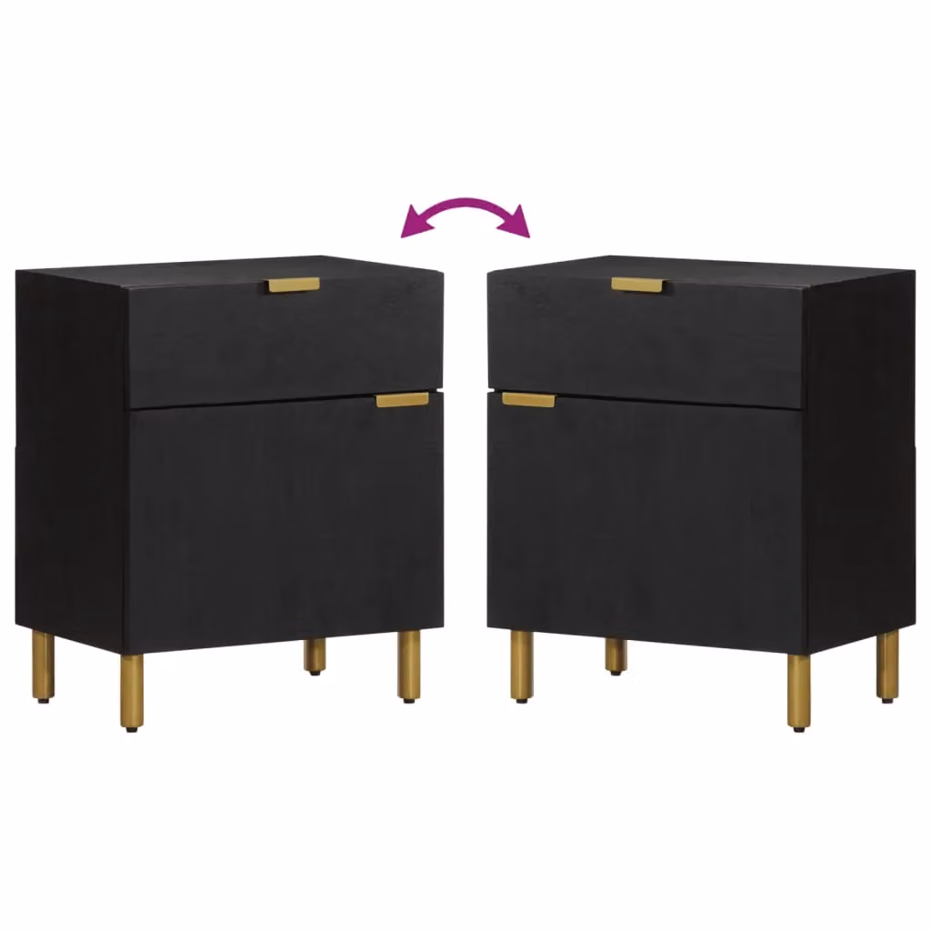 Berkfield Home Black Bedside Cabinet W/D/H: 50 x 33 x 60 cm – 4