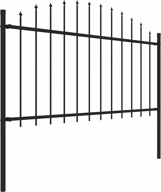Berkfield Home Durable Steel Garden Fence with Spear Top in Black