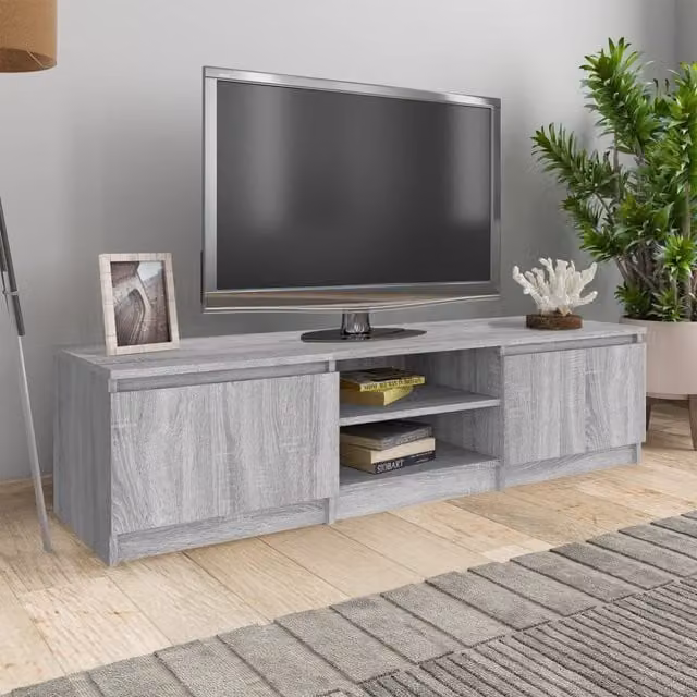 Berkfield Home Modern Grey Sonoma TV Cabinet in Engineered Wood W: 140 cm, D: 40 cm, H: 35.5 cm