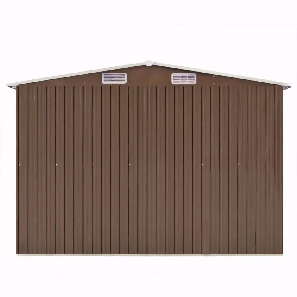 Berkfield Home Brown Metal Garden Shed with Sliding Doors and Side Vent, W: 298 cm, D: 257 cm, H: 178 cm – 2