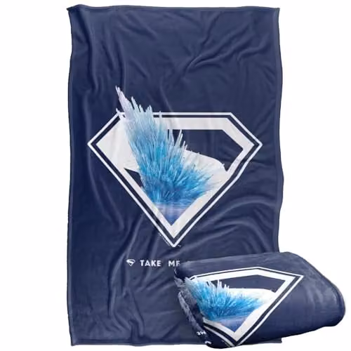 Warner Bros. Superman 2025 Movie Fortress Of Solitude Shield Super Soft Fleece Throw Blanket, Multicolour, W: 91.44 cm, L: 147 cm