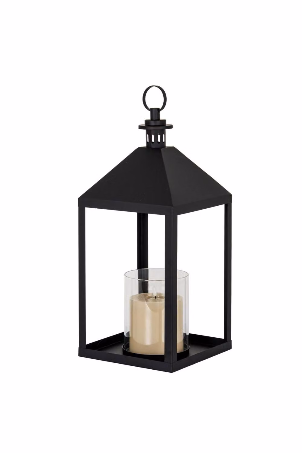 KDMD Astra Large Modern Metal and Glass Lantern with Candle Holder in Black – 2