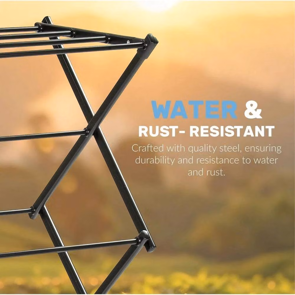 KORVIXA 3 Tier Extendable Compact Clothes Airer Drying Rack in Black, 7.5m Capacity, Width: 100 cm – 4