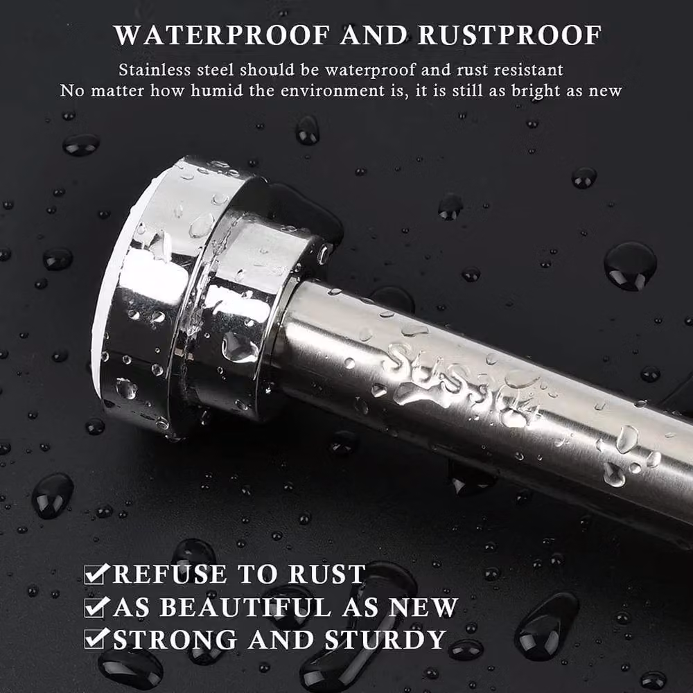 NESTLUNE Silver Stainless Steel Telescopic Tension Clamp Clothes Rail and Shower Curtain Rod – 2