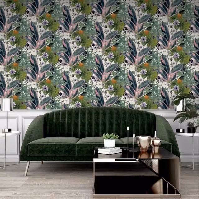 Arthouse Passion Flower Bold Large Scale Exotic Foliage Botanical Floral Wallpaper in Multicolour
