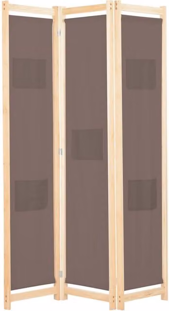 Berkfield Home 3-Panel Brown Fabric and Wood Room Divider, W/D/H: 120 x 4 x 170 cm – 1
