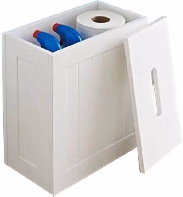 Havendro White Wooden Small Bathroom Storage Cupboard and Toilet Tidy Box