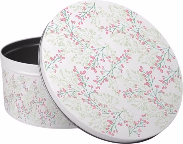 Purely Home Round Large Cake Tin with Delicate Floral Design in Multicoloured Pink and Green