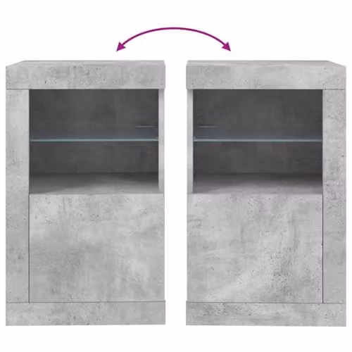 vidaXL Modern Side Cabinet with LED Lights in Concrete Grey and Multicolour Engineered Wood and Glass, W/D/H: 67 x 41 x 37 cm – 4