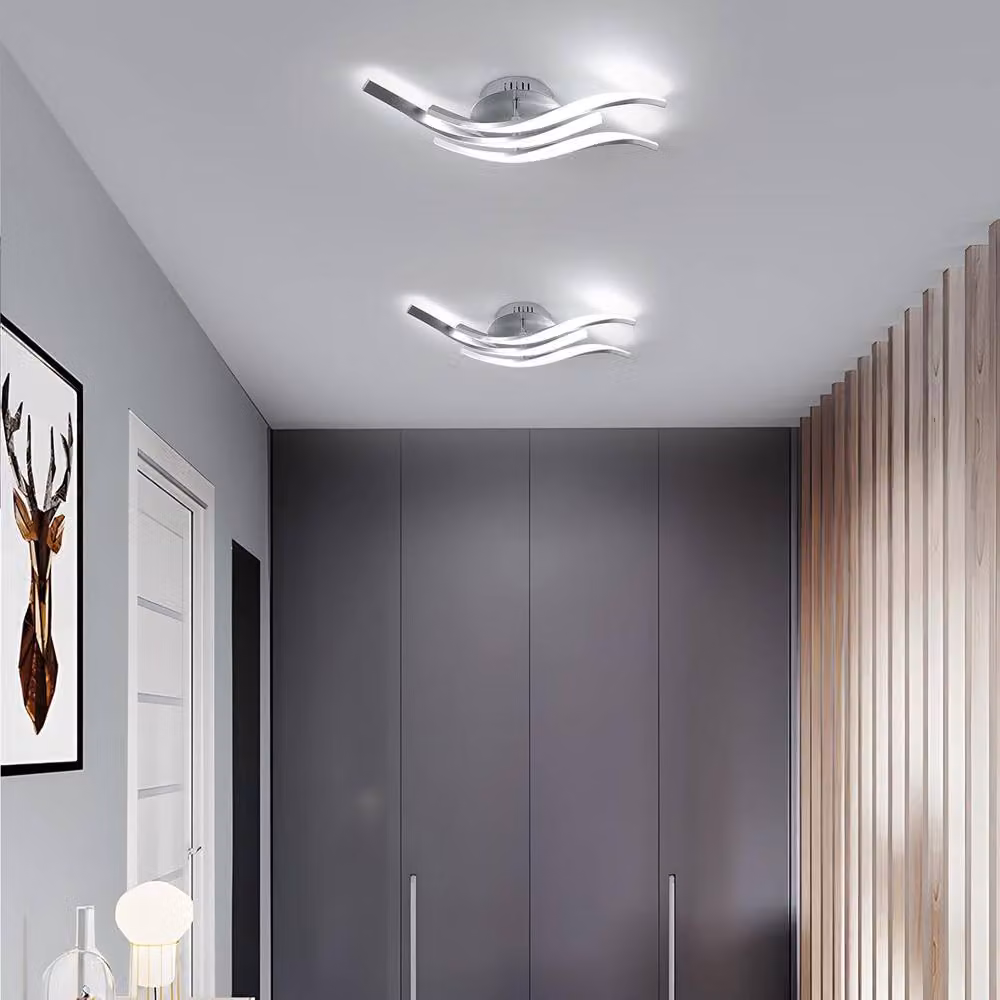 Goeco Modern LED Ceiling Light, 24W, Silver and White, 6500K Cool White – 2