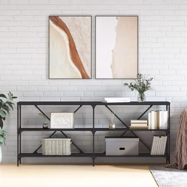 Berkfield Home Industrial Console Table in Black, W/D/H: 180 x 30 x 75 cm – 1