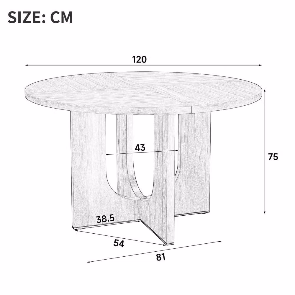 Merax Mid-Century Modern Round Pedestal Dining Table in Natural Brown, Diameter: 120 cm, Height: 75 cm – 2