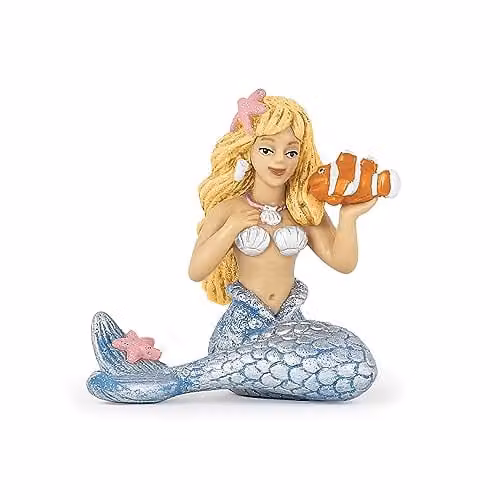 Papo Enchanted World Collection Realistic Mermaid Figure in Silver and Multicolour, W/D/H: 14.2 x 14.2 x 6.6 cm