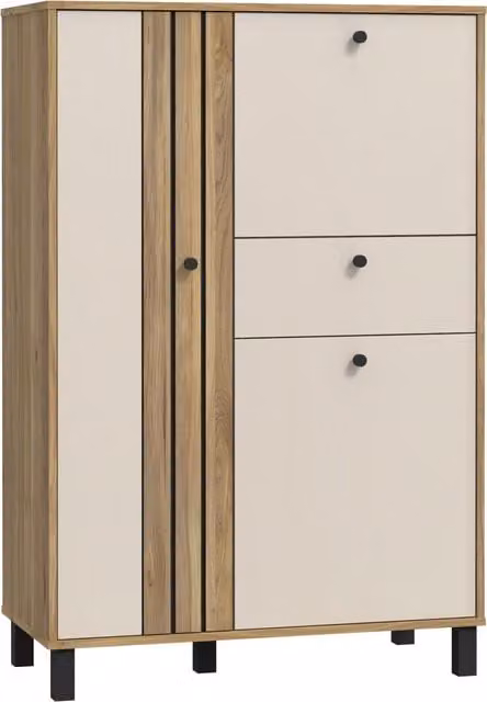 Furniture To Go Grafton 3 Door 1 Drawer Industrial Cabinet in Beige and Oak – 1