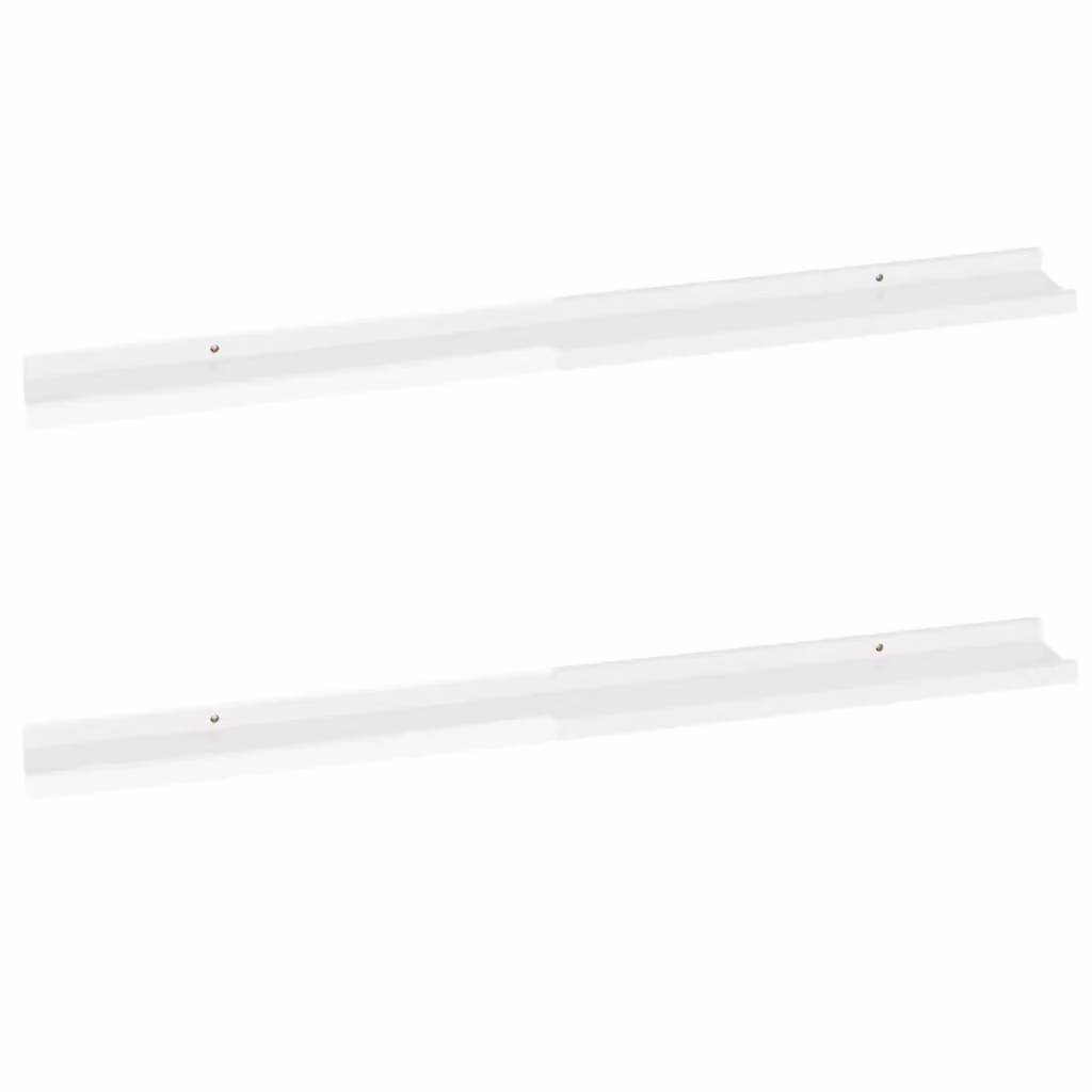 Berkfield Home Wall Mounted High Gloss White Shelves, 2 Pack, W/D/H: 100 x 9 x 3 cm – 2